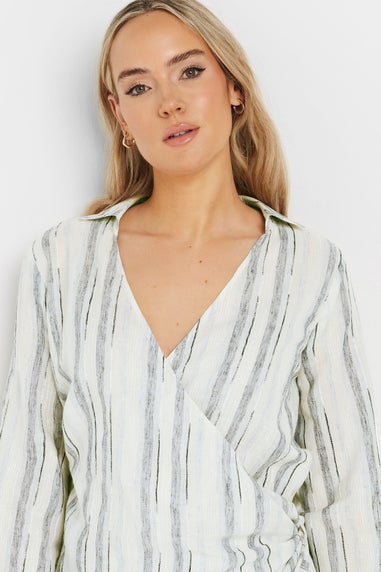 LTS Tall Light Blue Woven Wrap Shirt