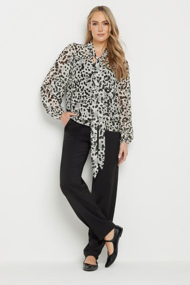 LTS Tall White Spot Print Tie Neck Blouse