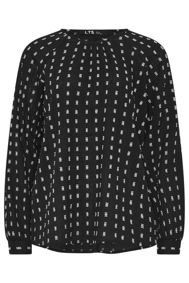 LTS Tall Black Woven Spot Raglan Blouse