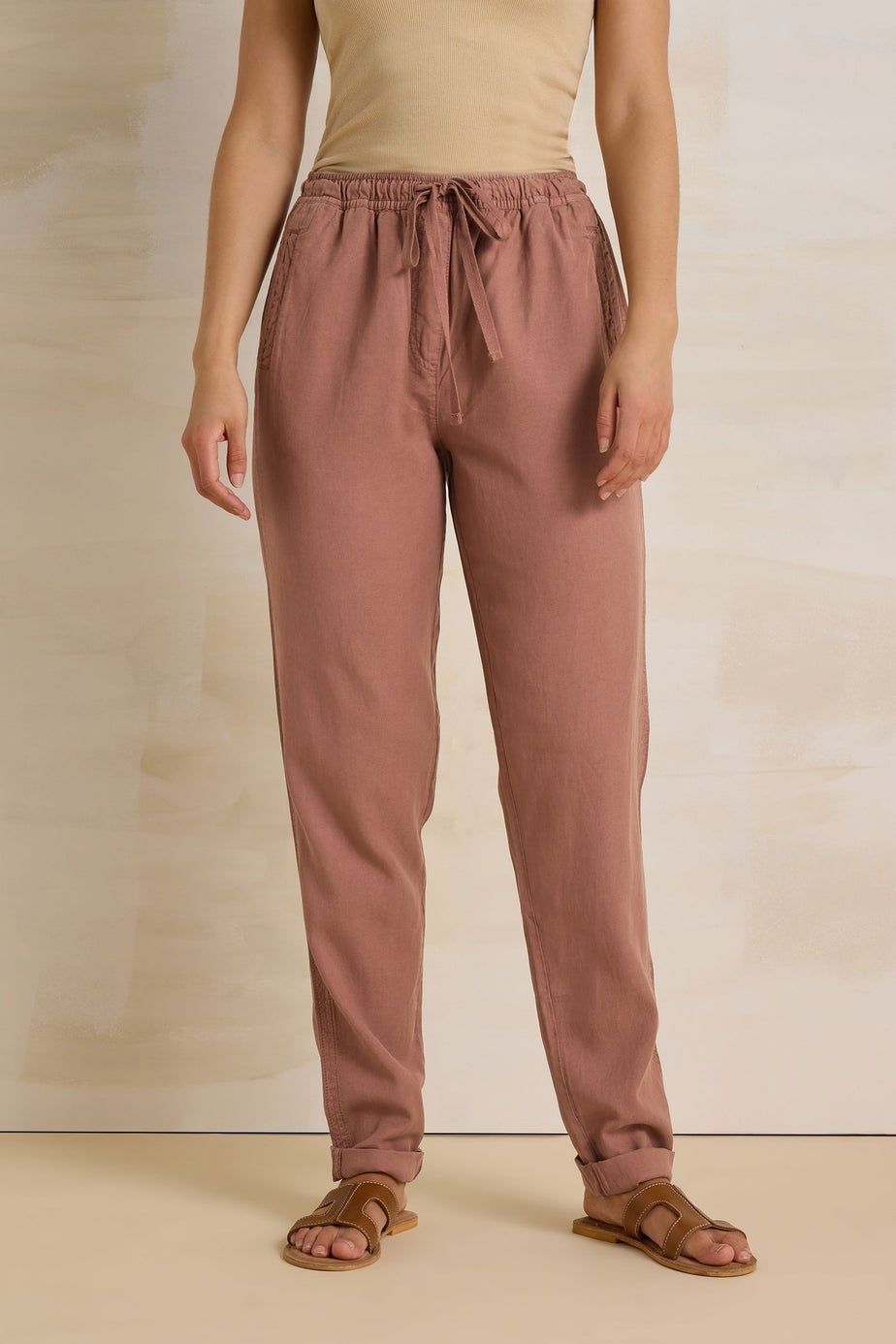 Long Tall Sally Rust Orange Lyocell Blend Joggers