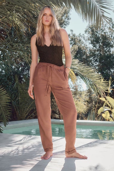 Long Tall Sally Rust Orange Lyocell Blend Joggers