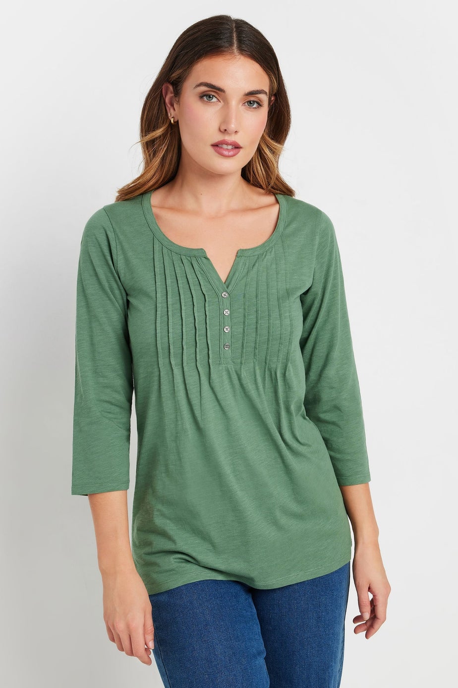 Long Tall Sally 2 Pack Green & Blush Pink Henley Tops