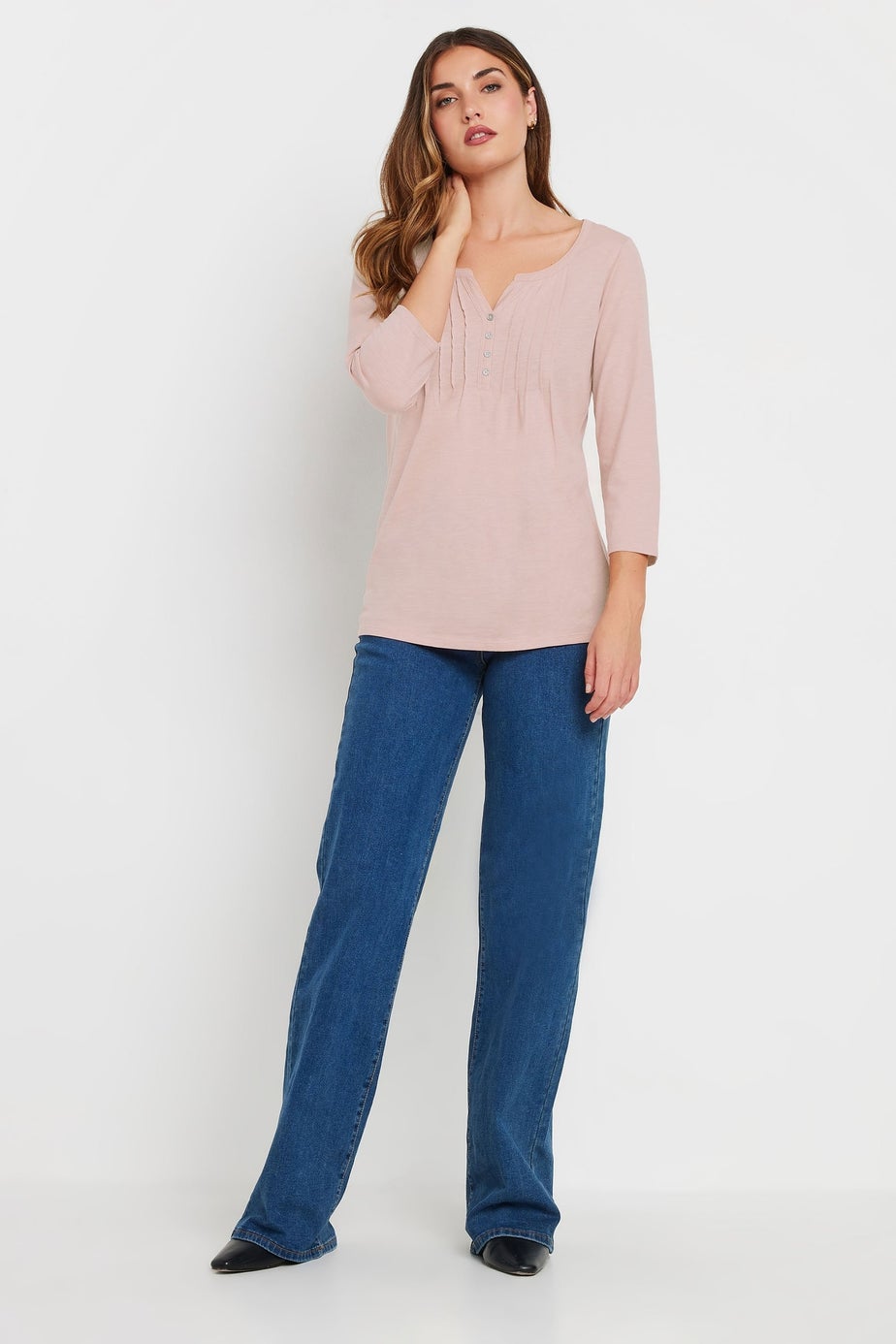 Long Tall Sally 2 Pack Light Pink & Blue Henley Tops
