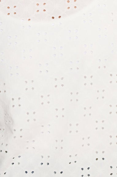 Long Tall Sally Ivory White Broderie Puff Sleeve Top