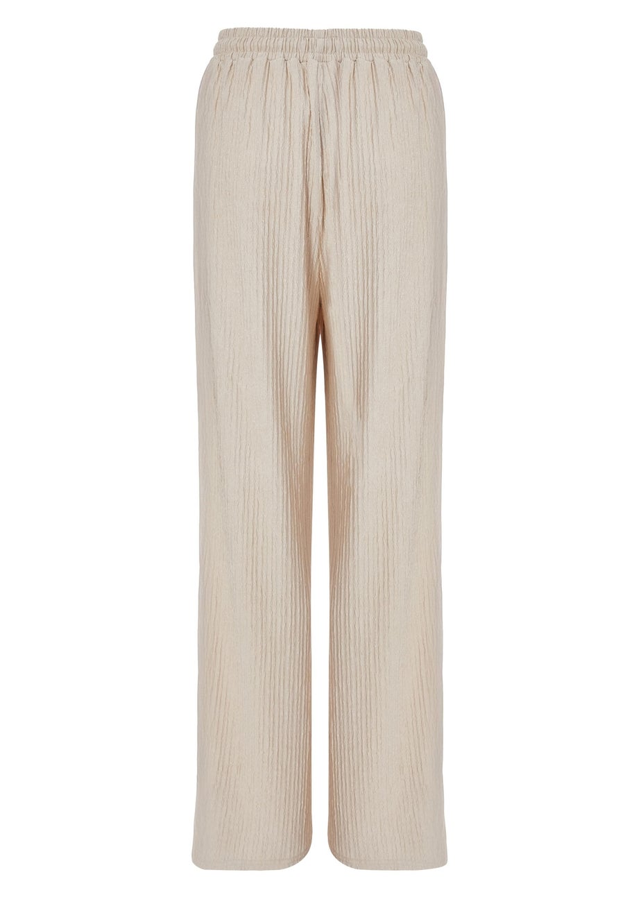 Quiz Stone Textured Palazzo Trousers