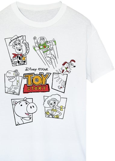 Disney Toy Story Sketch White Graphic T-Shirt
