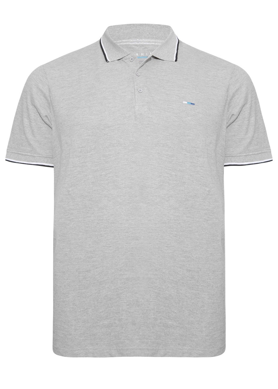 BadRhino Grey Marl Tipped Core Polo Shirt