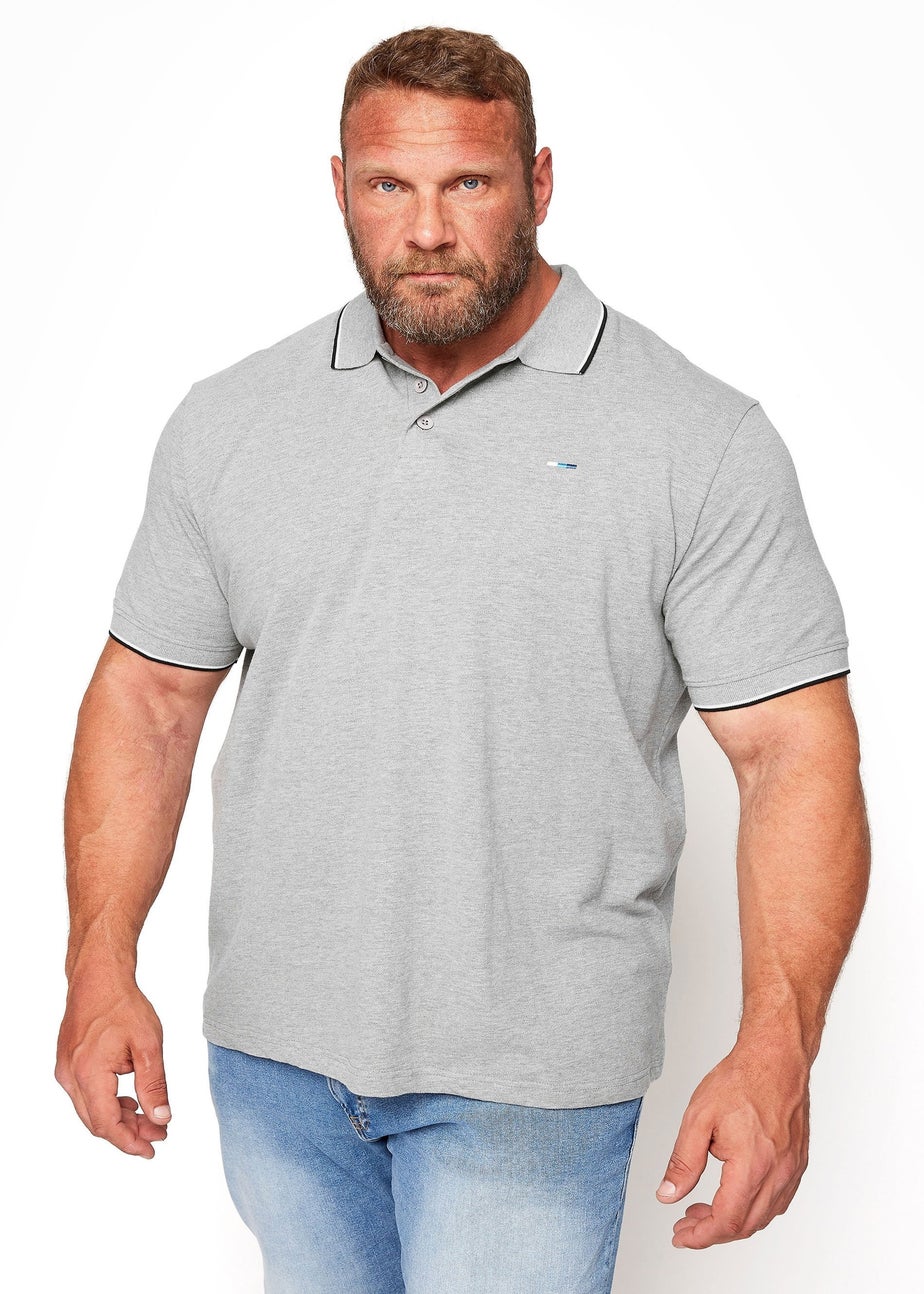 BadRhino Grey Marl Tipped Core Polo Shirt