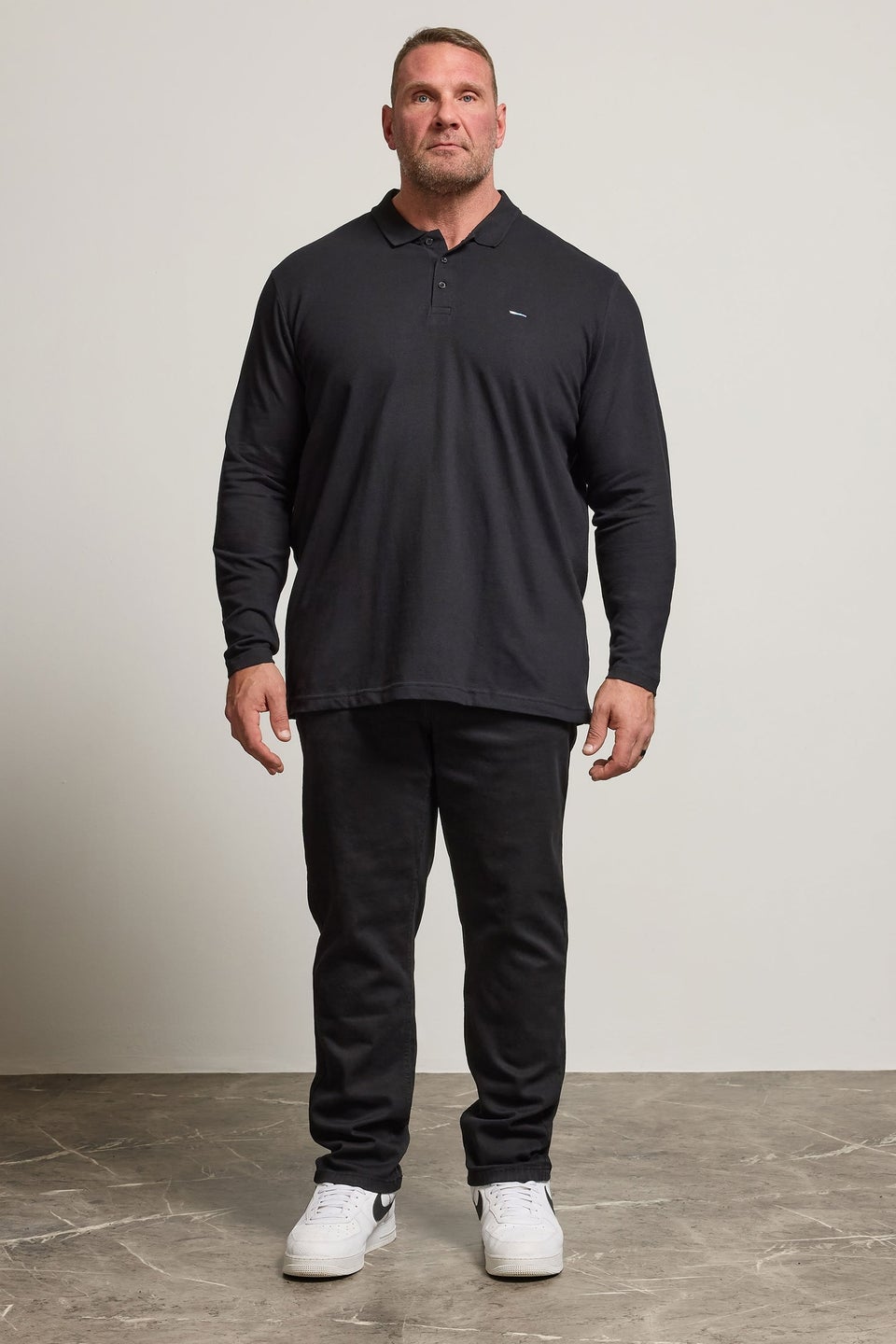 BadRhino Black Long Sleeve Core Polo Shirt