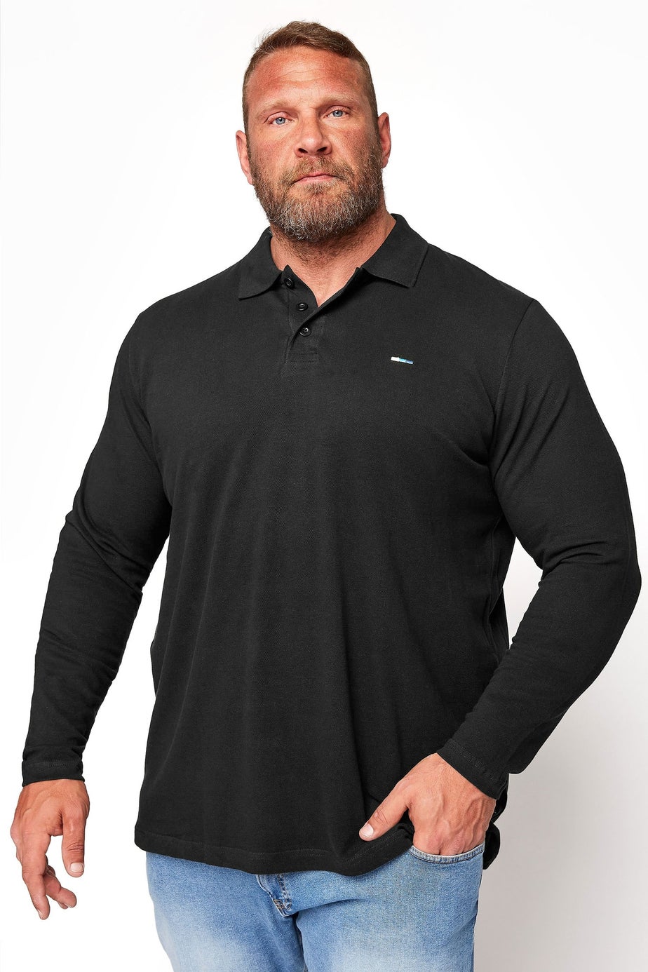 BadRhino Black Long Sleeve Core Polo Shirt