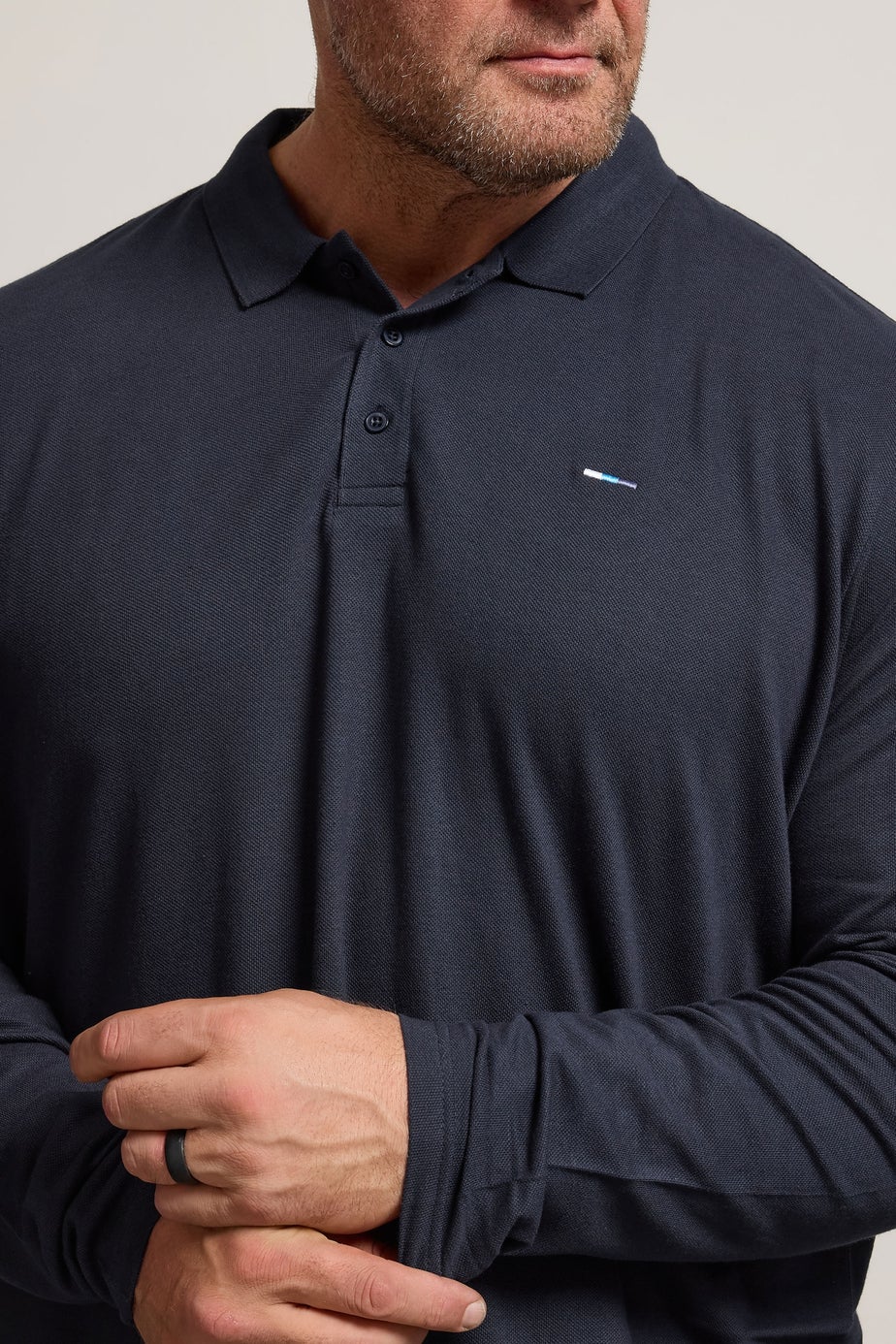 BadRhino Navy Blue Long Sleeve Core Polo Shirt