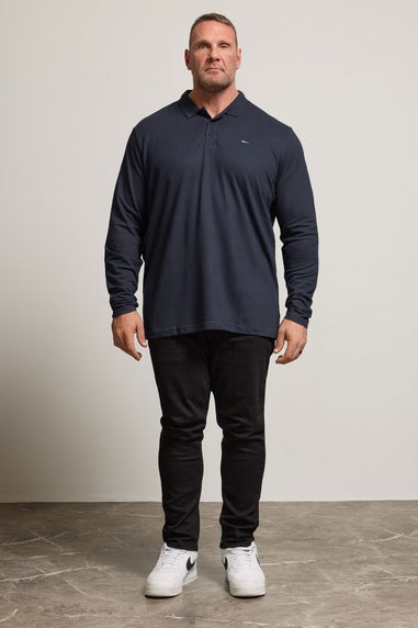 BadRhino Navy Blue Long Sleeve Core Polo Shirt