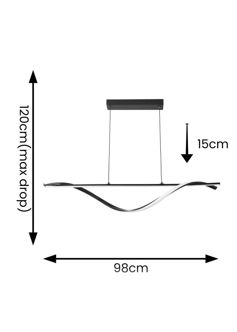 ValueLights Infinity Matte Black Twist Drop Bar Integrated LED Ceiling Light