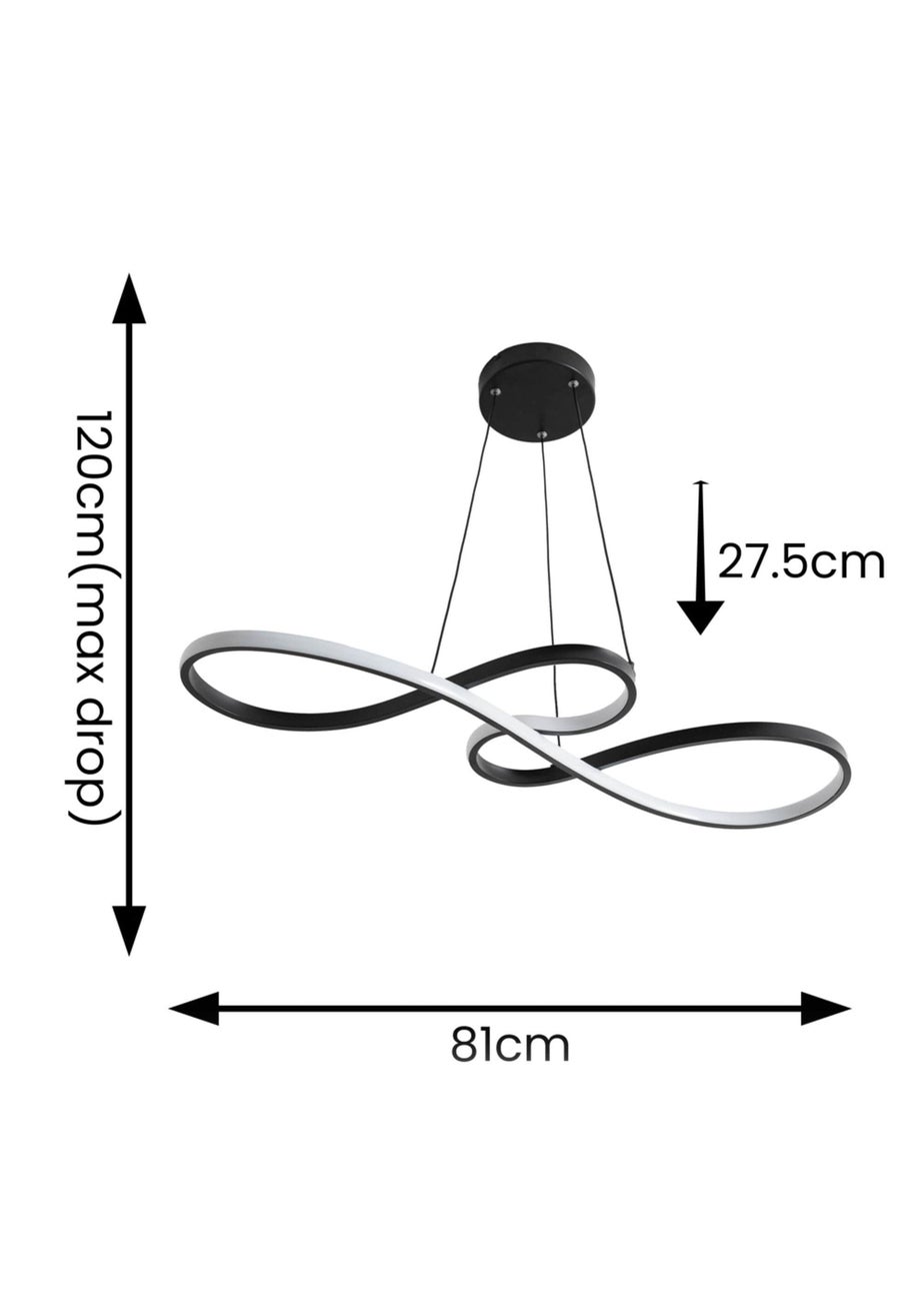 ValueLights Infinity Matte Black Loop Drop Bar Integrated LED Ceiling Light