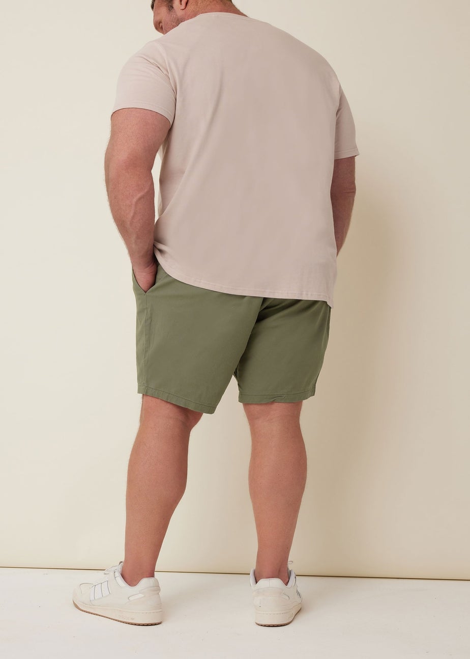 BadRhino Khaki Green Stretch Elasticated Waist Chino Shorts