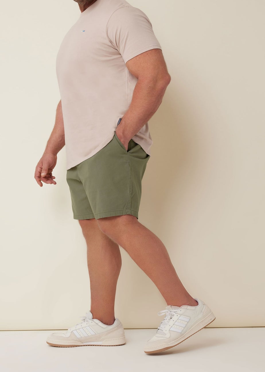 BadRhino Khaki Green Stretch Elasticated Waist Chino Shorts