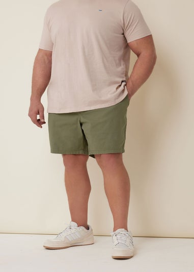 BadRhino Khaki Green Stretch Elasticated Waist Chino Shorts