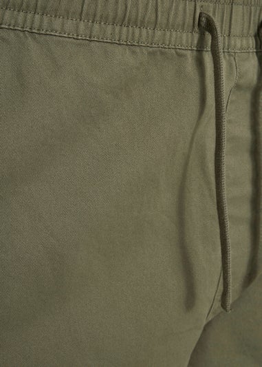 BadRhino Khaki Green Stretch Elasticated Waist Chino Shorts
