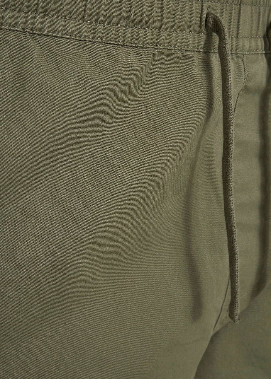 BadRhino Khaki Green Stretch Elasticated Waist Chino Shorts