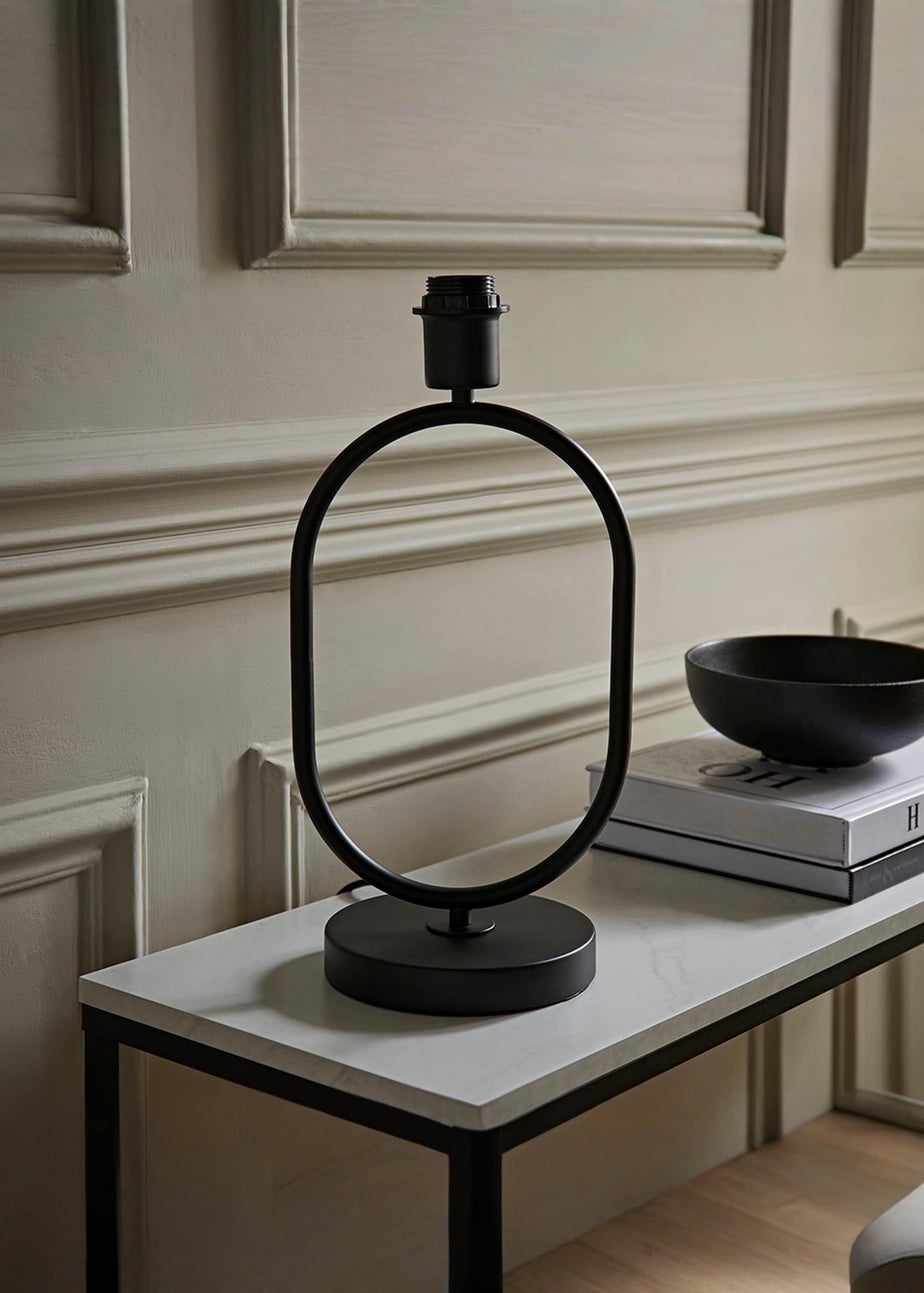 ValueLights Antonia Matte Black Metal Oval Stem Table Lamp Base