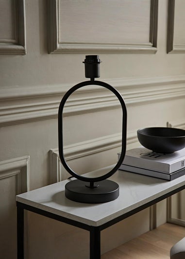 ValueLights Antonia Matte Black Metal Oval Stem Table Lamp Base