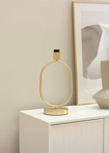 ValueLights Antonia Brushed Gold Metal Oval Stem Table Lamp Base