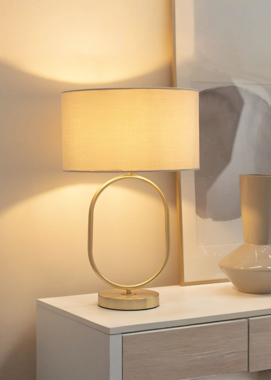 ValueLights Antonia Brushed Gold Metal Oval Stem Table Lamp Base
