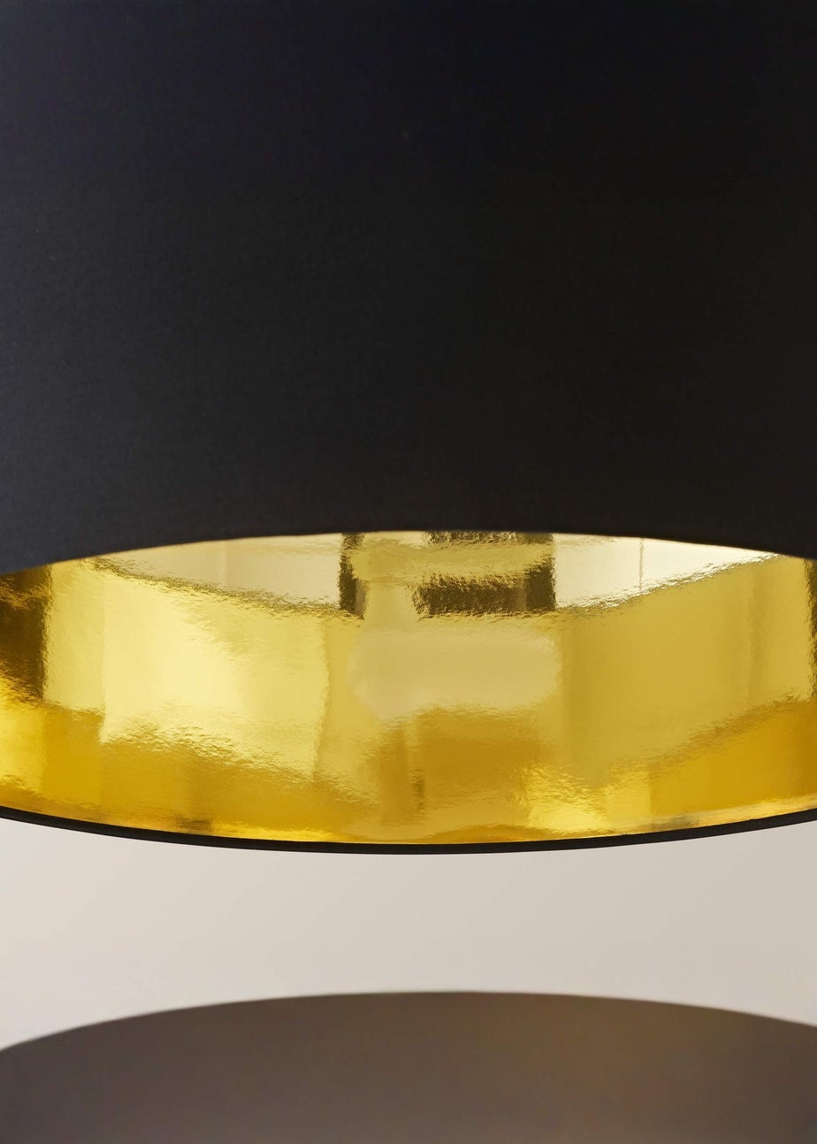 ValueLights Reni 45cm Easy Fit Lamp Shade Black with Metallic Gold Inner