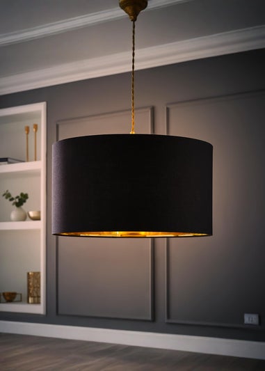ValueLights Reni 45cm Easy Fit Lamp Shade Black with Metallic Gold Inner