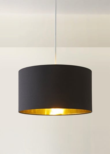 ValueLights Reni 45cm Easy Fit Lamp Shade Black with Metallic Gold Inner