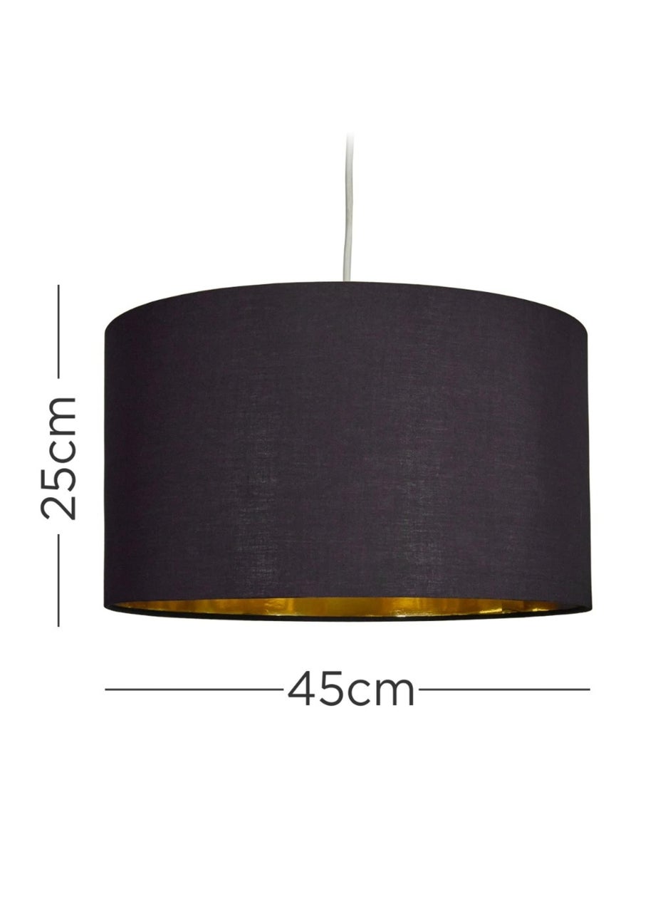 ValueLights Reni 45cm Easy Fit Lamp Shade Black with Metallic Gold Inner