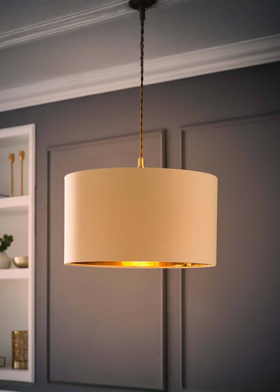 ValueLights Reni 45cm Easy Fit Lamp Shade Beige with Metallic Gold Inner