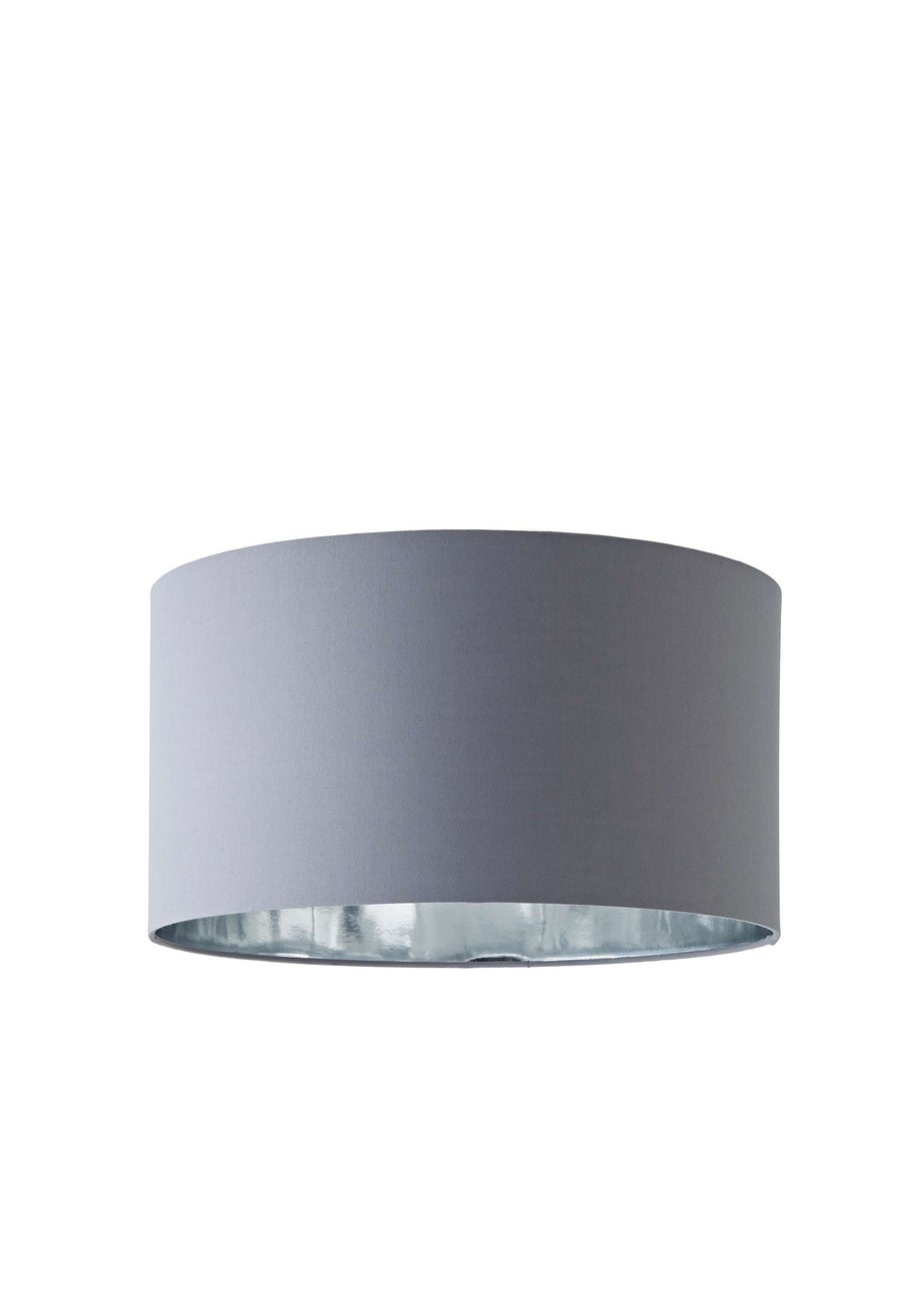 ValueLights Reni 45cm Easy Fit Lampshade Grey with Metallic Chrome Inner