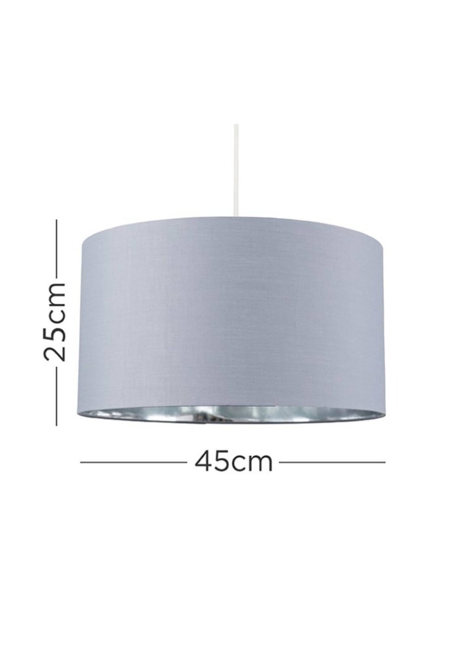ValueLights Reni 45cm Easy Fit Lampshade Grey with Metallic Chrome Inner
