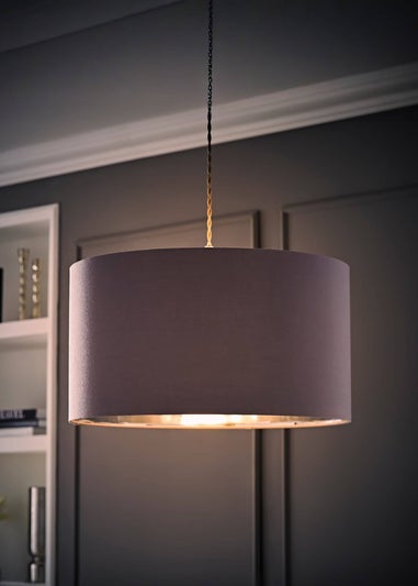 ValueLights Reni 45cm Easy Fit Lampshade Grey with Metallic Chrome Inner