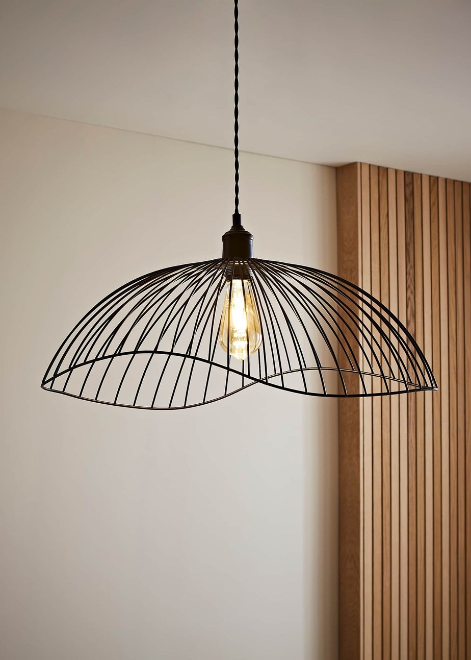 ValueLights Covelas Black Wavy Easy Fit Ceiling Lampshade