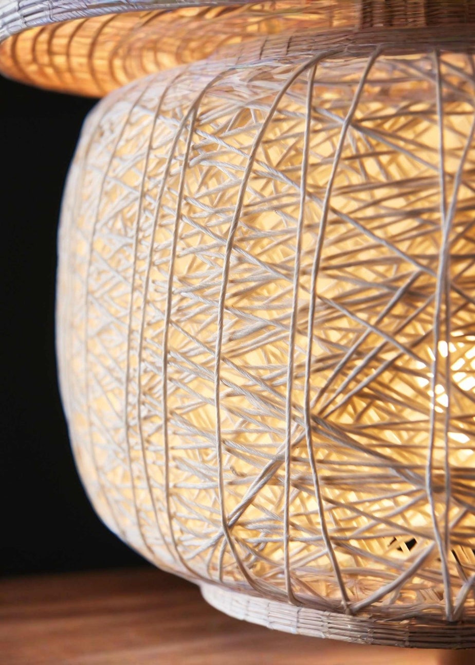 ValueLights Bjorn White Rattan Easy Fit Ceiling Lampshade