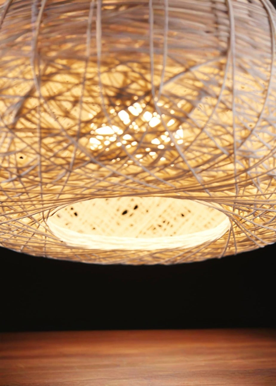 ValueLights Bjorn White Rattan Easy Fit Ceiling Lampshade