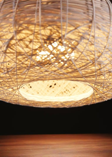 ValueLights Bjorn White Rattan Easy Fit Ceiling Lampshade