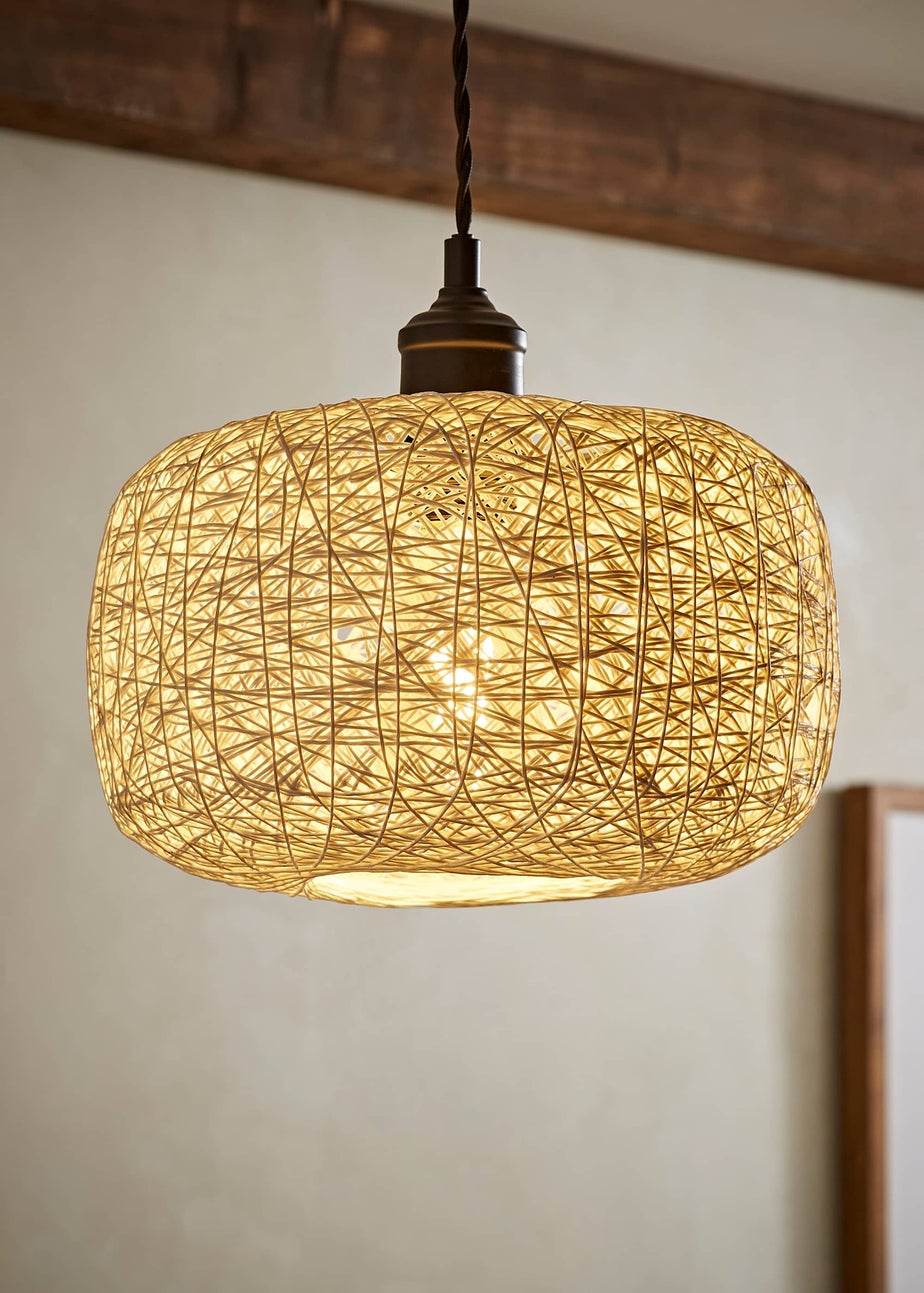 ValueLights Bjorn White Rattan Easy Fit Ceiling Lampshade