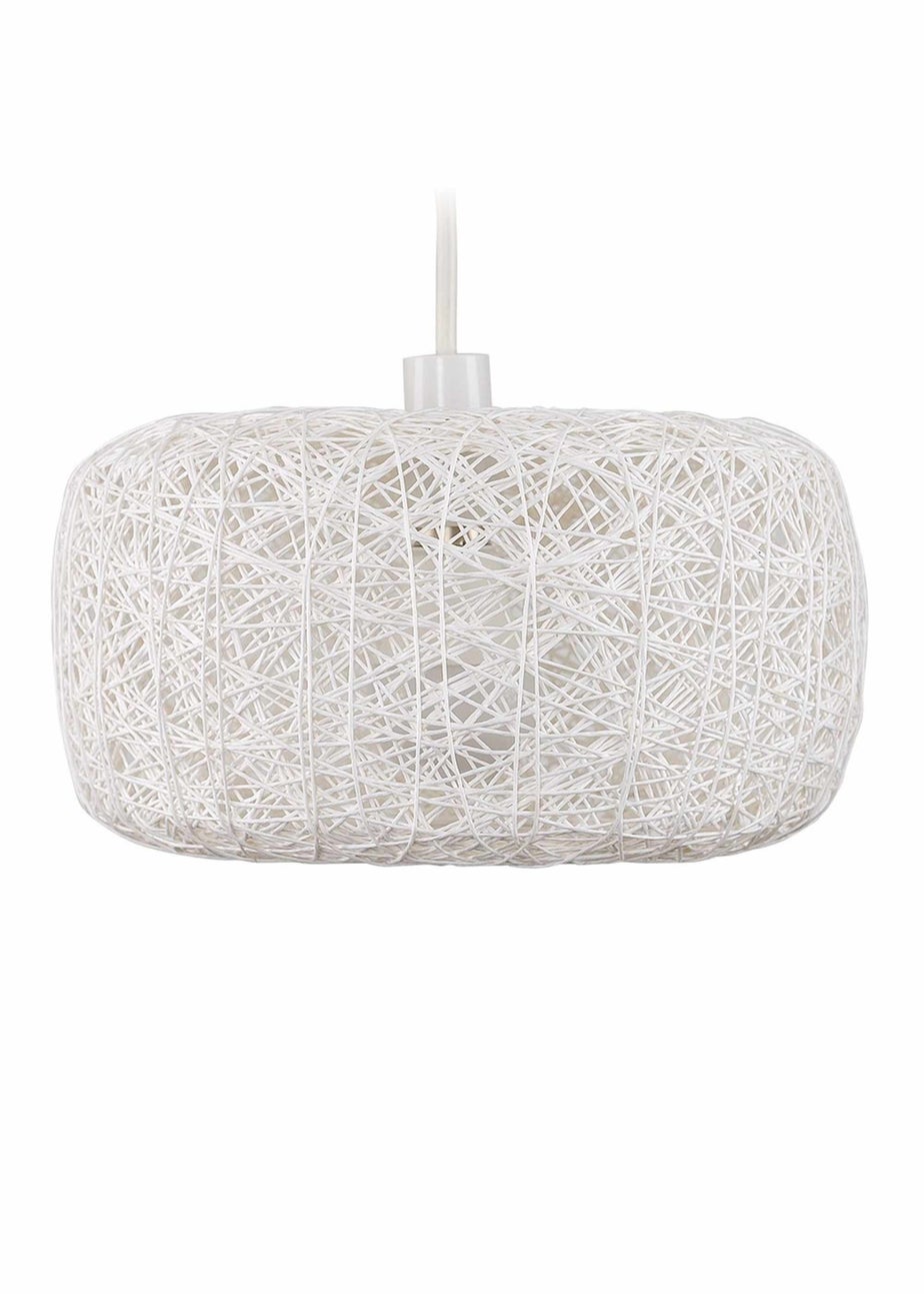 ValueLights Bjorn White Rattan Easy Fit Ceiling Lampshade