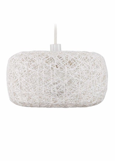 ValueLights Bjorn White Rattan Easy Fit Ceiling Lampshade