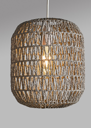 ValueLights Cabral Grey Rope Easy Fit Ceiling Lampshade