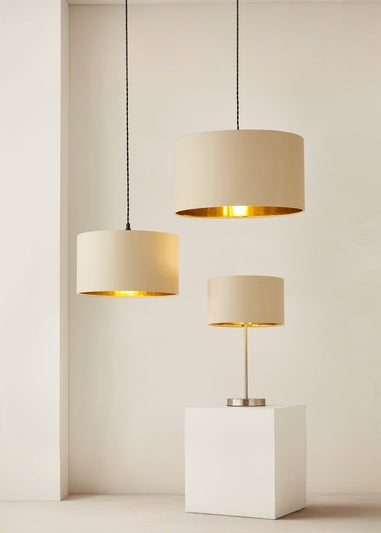 ValueLights Reni 35cm Easy Fit Lampshade Beige with Metallic Gold Inner