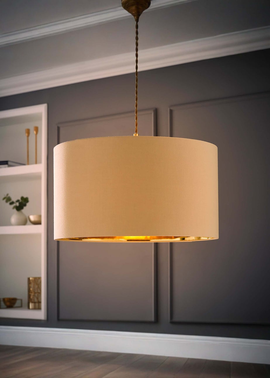 ValueLights Reni 35cm Easy Fit Lampshade Beige with Metallic Gold Inner