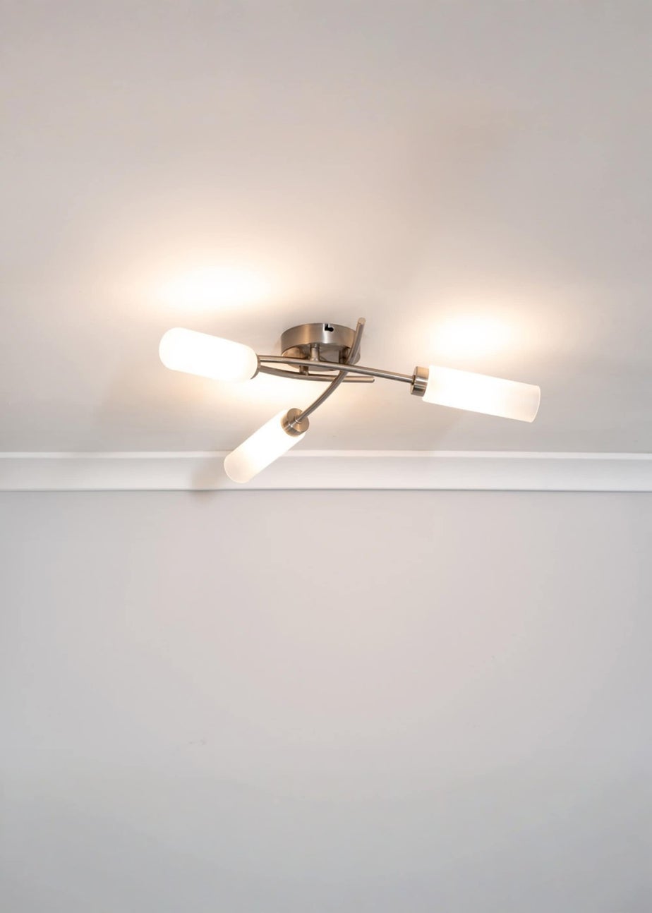 ValueLights Maya Brushed Chrome 3 Arm Frosted Glass Ceiling Light