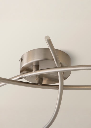 ValueLights Maya Brushed Chrome 3 Arm Frosted Glass Ceiling Light