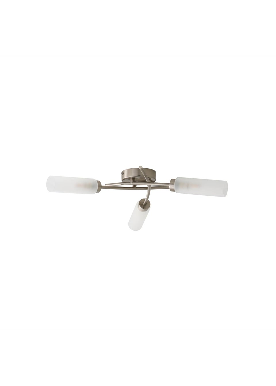 ValueLights Maya Brushed Chrome 3 Arm Frosted Glass Ceiling Light