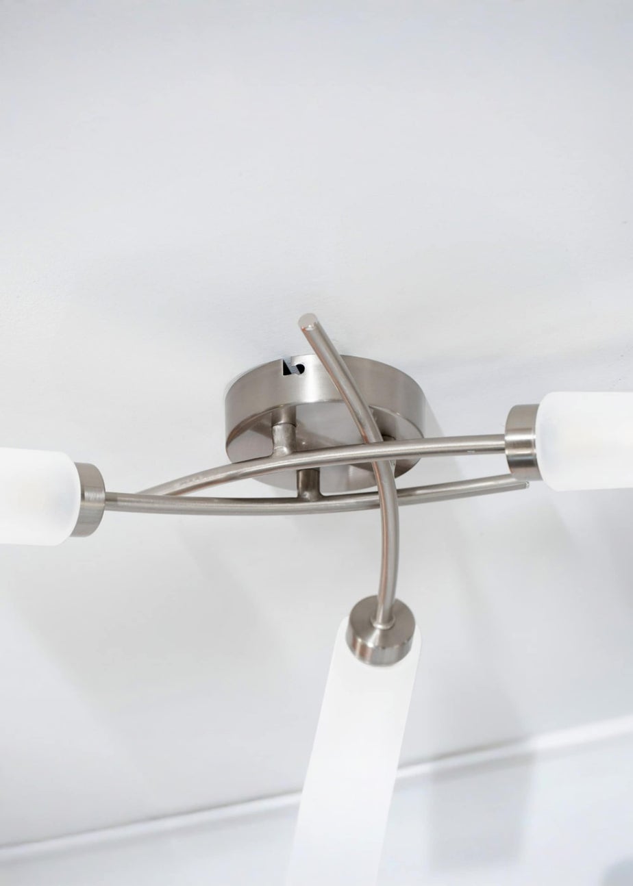ValueLights Maya Brushed Chrome 3 Arm Frosted Glass Ceiling Light