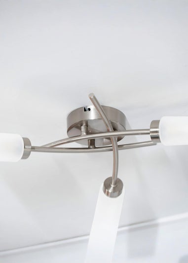 ValueLights Maya Brushed Chrome 3 Arm Frosted Glass Ceiling Light